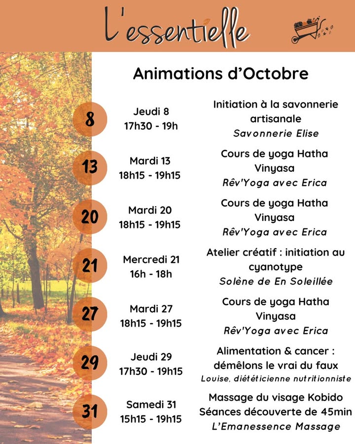 [ANIMATIONS D'OCTOBRE] Bonjour, bonjour ! L'automne pointe son nez et notre programme d'octobre se dévoile…